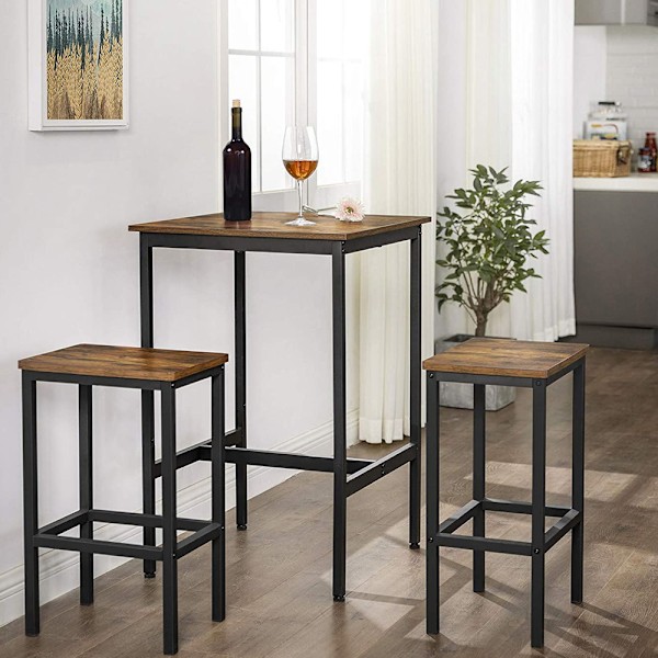 Barbord med robust stålstel - Brun/svart