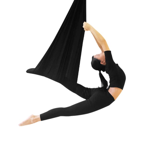 Yoga-hængematte 400 x 280 cm med elastiske stropper – Svart / Y