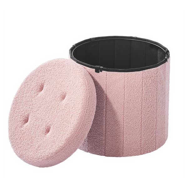Pall i teddyfleece med förvaring 45cm - Rosa