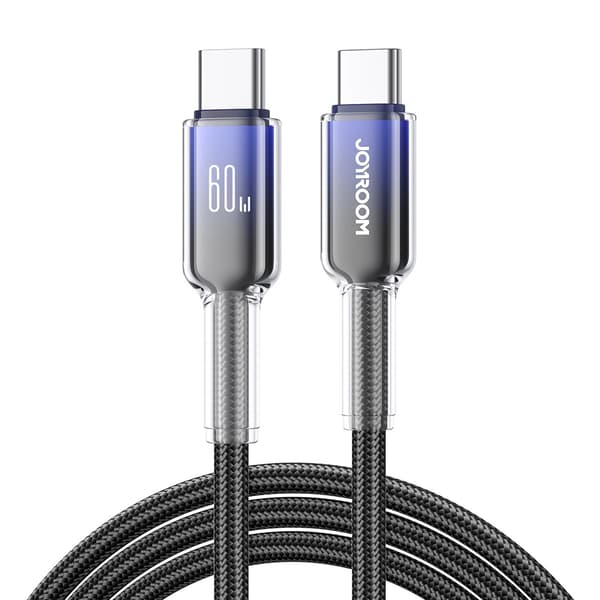 Joyroom Crystal-Clear 60W USB-C-kaapeli 1,2m - Musta