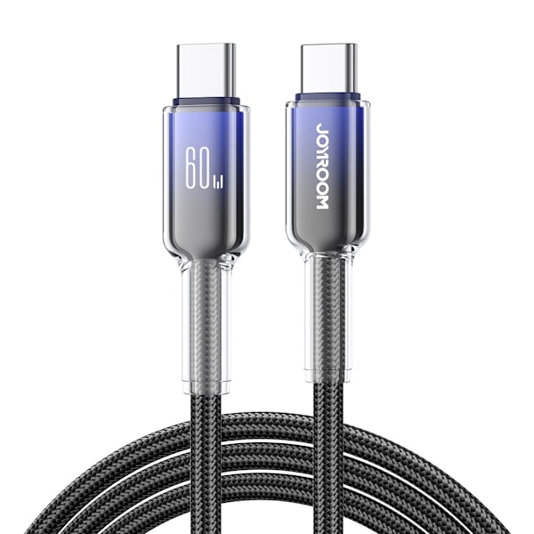 Joyroom Crystal-Clear 60W USB-C-Kabel 1,2m - Svart