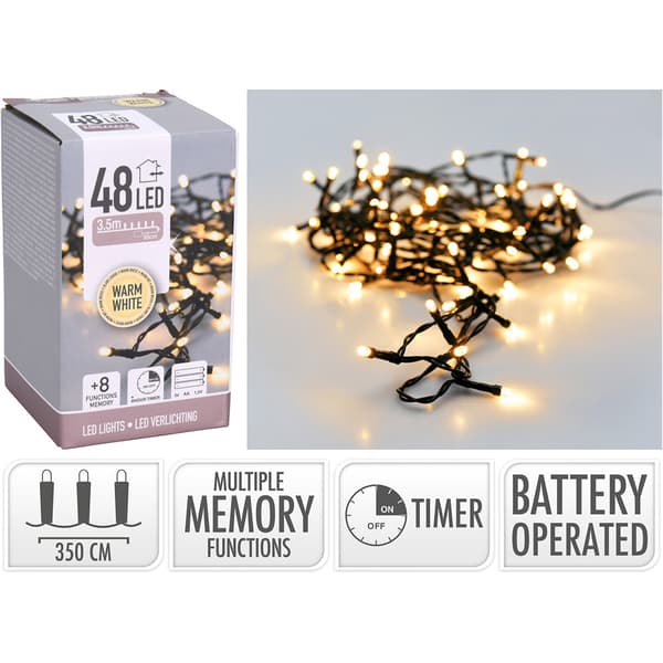 Batteridriven ljusslinga med 48 LED och varmvitt ljus / Dekorat