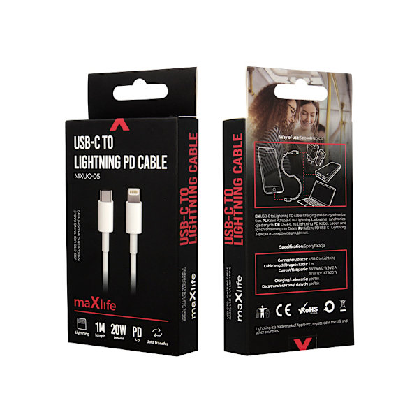 Maxlife MXUC-05 USB Typ C-Lightningkabel 1m Vit