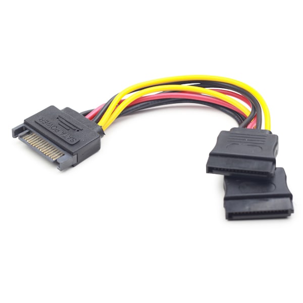 SATA virtakaapeli splitteri 15 cm – 1 uros 2 naaras, SSD-/HDD-l