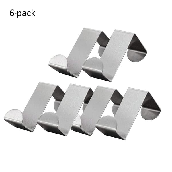Ripustuskoukku oviin 6-pack ruostumatonta terästä