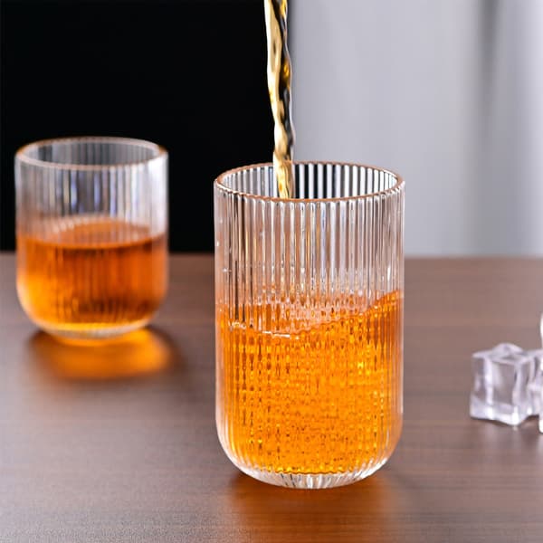 Räfflat dricksglas i borosilikatglas 400 ml / ribbat glas / vat