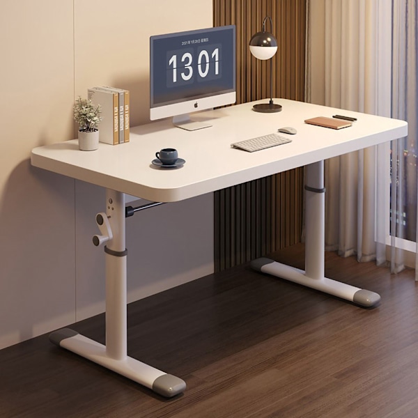 Hvidt højdejusterbart skrivebord 80 cm