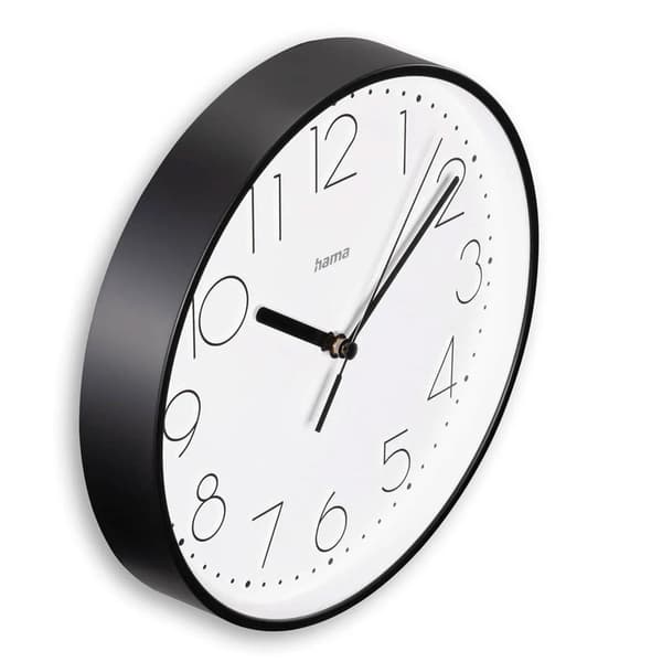Tyst väggklocka med 22 cm diameter och svepande sekundvisare -