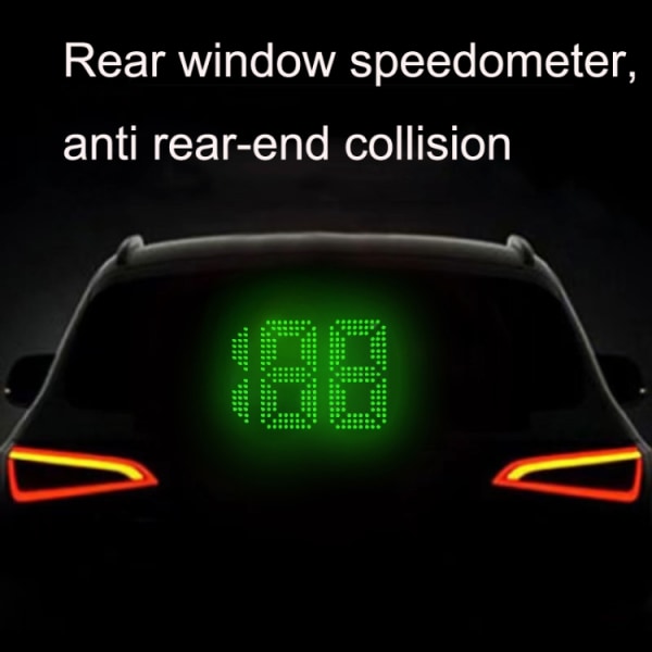 Display med speedometer i bagruden