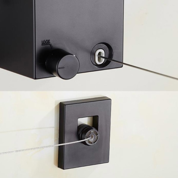 Udtrækkelig vaske-/tørresnor med pladsbesparende design - Sort