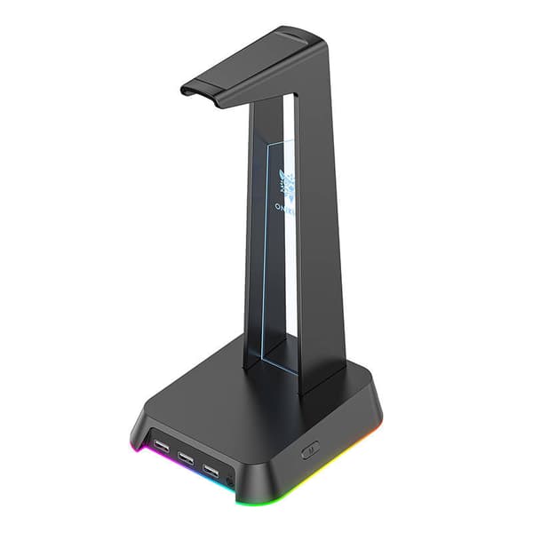 ONIKUMA hovedtelefonstativ med RGB og USB-hub – Sort