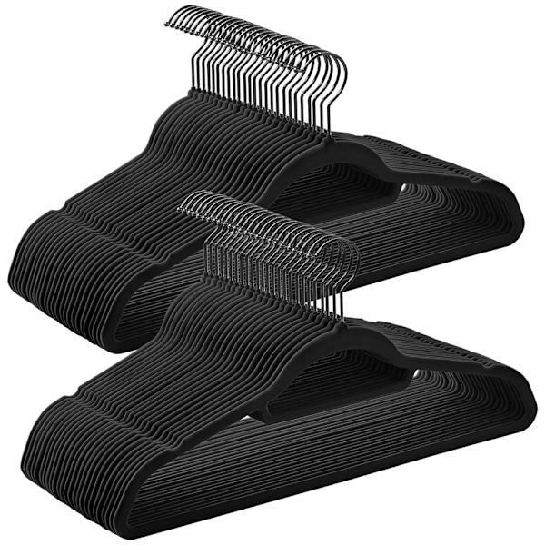 Samettiset ripustimet 50-pack - Svart