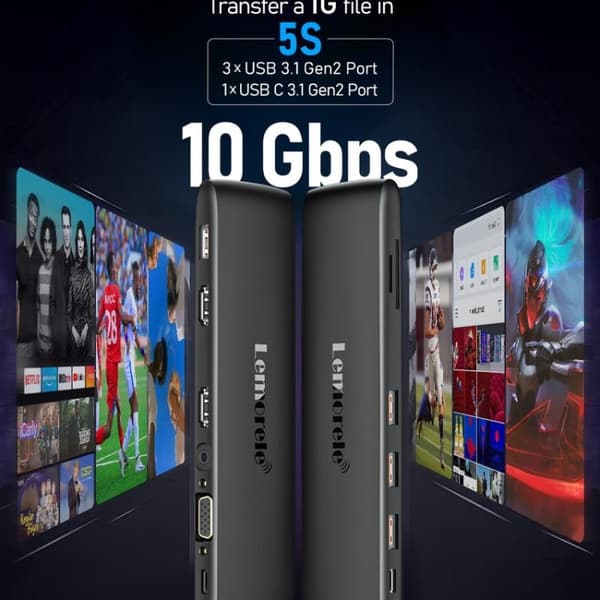 Lemorele Dockningsstation TC97 USB-C med HDMI 4K, Gigabit Ether