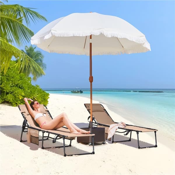 Sammenklappelig solseng 189 x 57 x 38 cm / beige liggeseng med