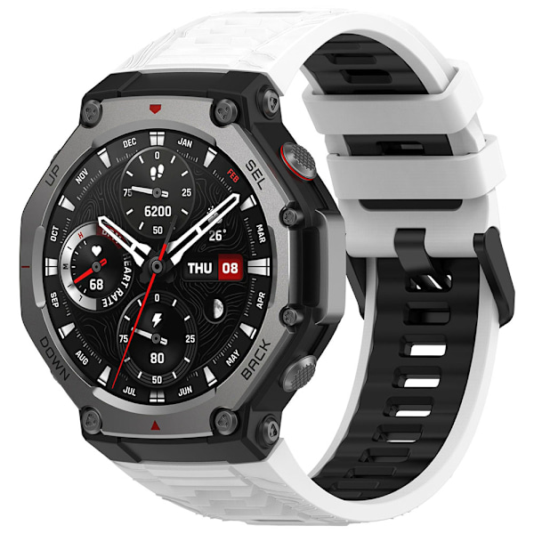 Silikoniranneke Amazfit T-REX 3:lle - Valkoinen/Svart