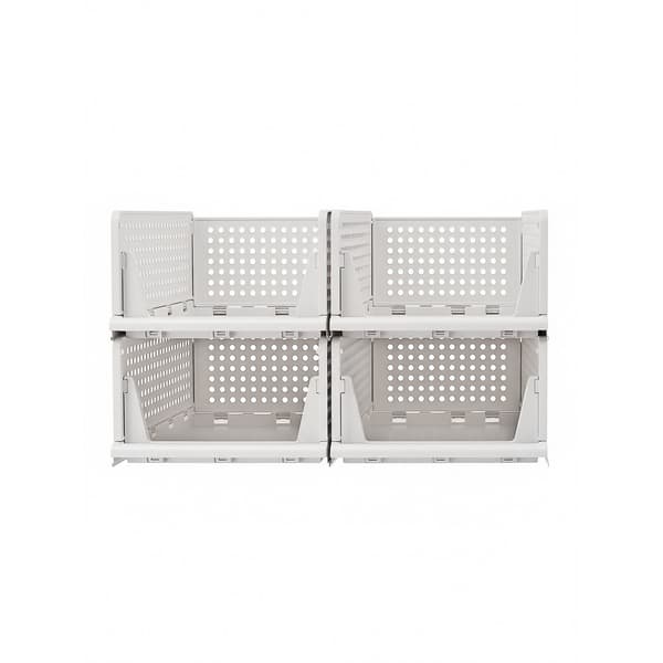 Hopfällbara utdragbara garderobskorgar 4-pack - Vit