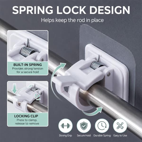 Borrfri teleskopgardinstång 30-50cm med clips 4-pack - Vit / Sp