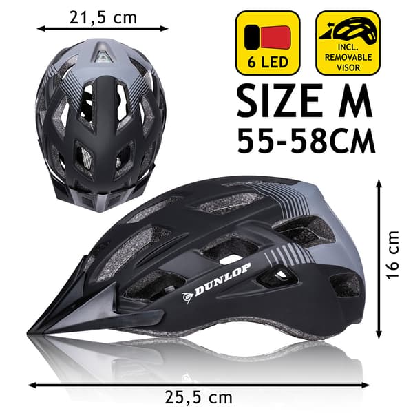 Dunlop Pyöräilykypärä LED-valolla 55-58cm