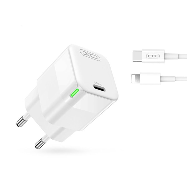 XO Väggladdare PD 30W 1x USB-C med USB-C - Lightning Kabel