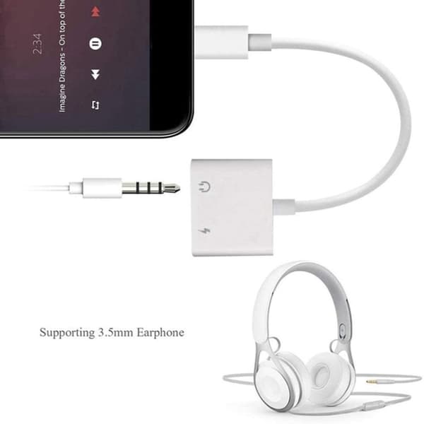 Opladnings- og hovedtelefonadapter - Lightning til 3,5 mm og Li