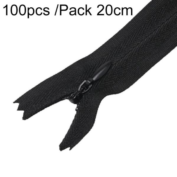 Osynliga dragkedjor 20 cm 100-pack - Svart