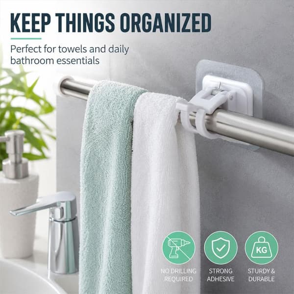 Borrfri teleskopgardinstång 30-50cm med clips 4-pack - Vit / Sp