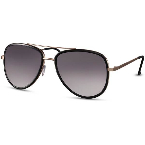 Unisex Aviator-aurinkolasit – Kultainen kehys, mustat linssit,
