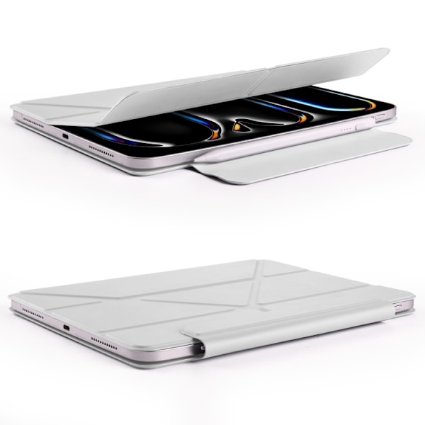Kunstlæderetui med stativ og magneter til iPad Pro 13 2024 - Grå