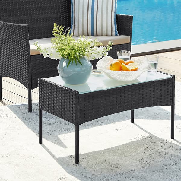 Loungeset i konstrotting 4 delar - 2 stolar, 2-sitssoffa och bo
