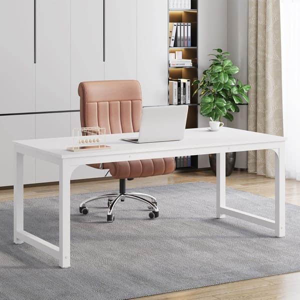 Skrivbord i modern design med stabil metallram - Vit / modernt