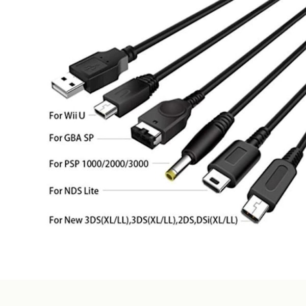 5in1 USB-kaapeli yhteensopiva Nintendo Wii U / 3DSXL / 3DS kans