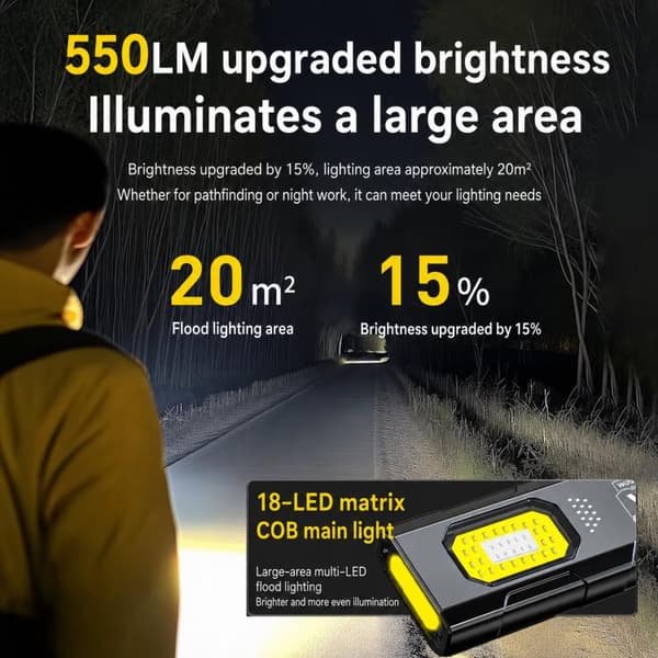 LED COB -työvalo, jossa on kiinnike ja Magnet / Ladattava tasku