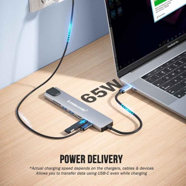 Lemorele Dockningsstation TC19L Plus 8-i-1 med HDMI 4K, Etherne