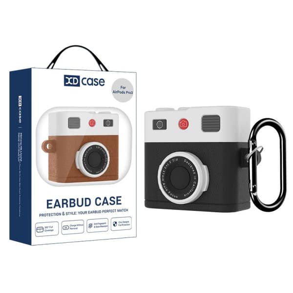 Etui til AirPods Pro 3 i retro kameradesign – Sort silikone
