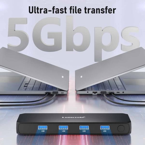 Lemorele KVM-switch G98 för delning av skärm, tangentbord och m