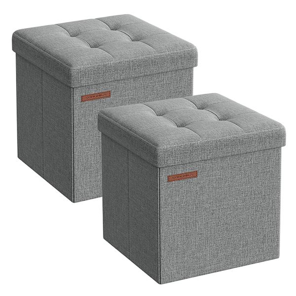 Mjuka sittpuffar med förvaring 30cm 2-pack - Grå