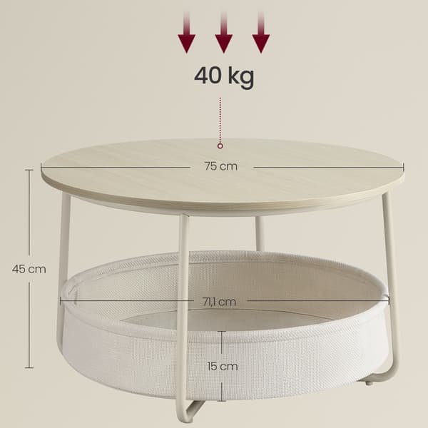 Rundt sofabord med opbevaring - Beige/Vit / sofabord med opbeva