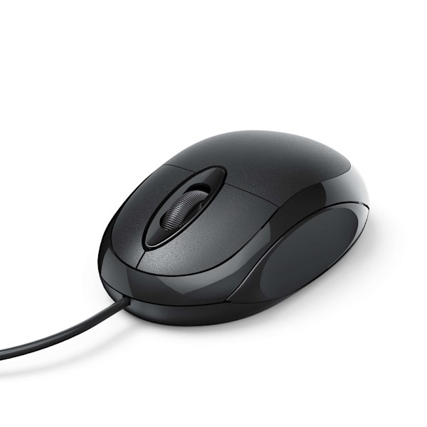 Kompakt 1000 dpi optisk computermus med USB-tilslutning Sort