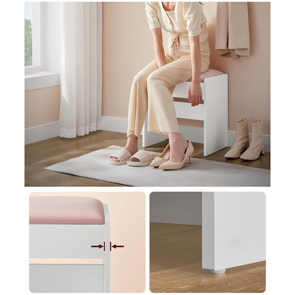 Sminkpall i sammet – Vit/Rosa