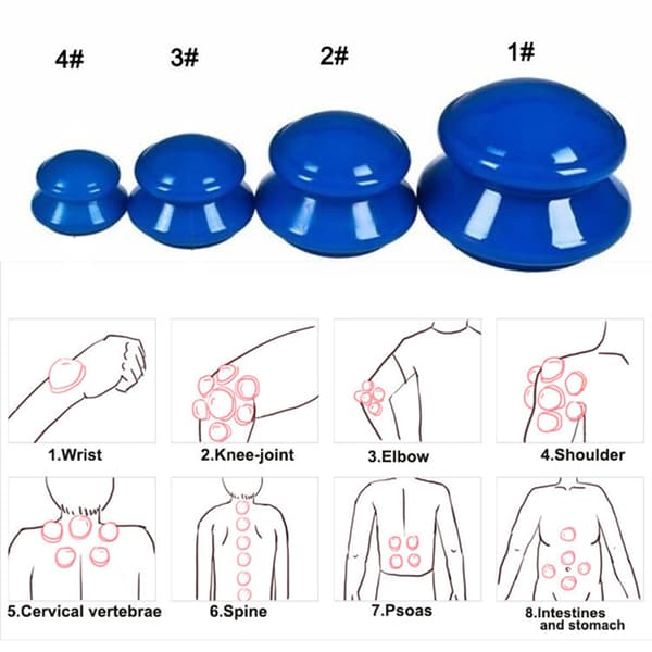 Massagekopper 4-pak / cupping cups / gummikopper