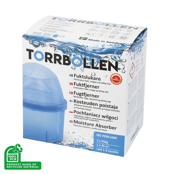 Torrbollen Pro fugtabsorberende pose med 2 kg affugtningskrysta