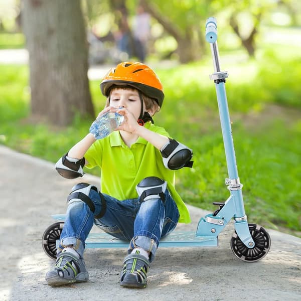 Sparkcykel med LED-hjul och justerbart styre för  för barn 3+år