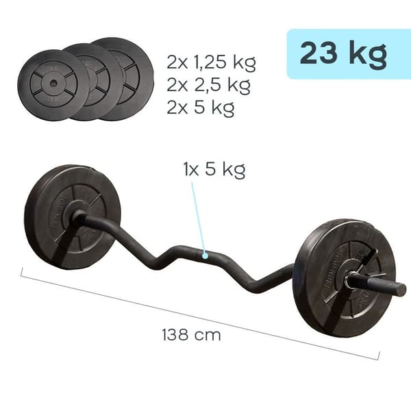 Iron Gym justerbart curlstångsset 23 kg / curlstång med vikter