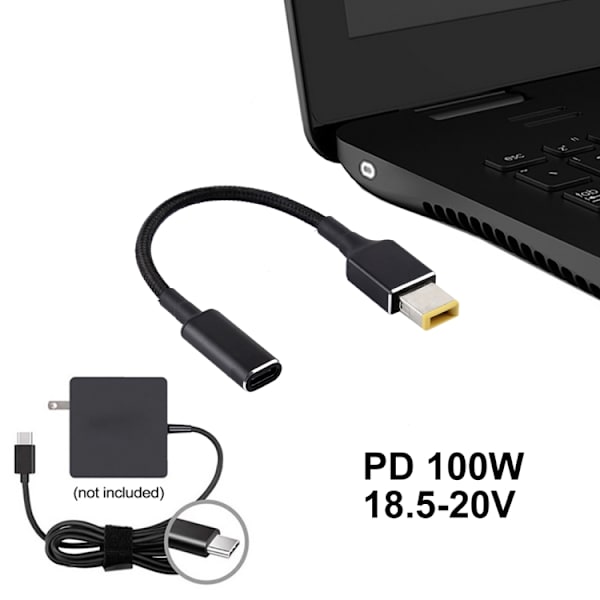 PD 100W 18,5-20V Square Pin til USB Type-C-adapter Lenovo