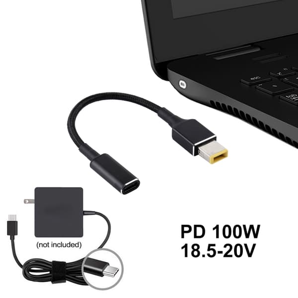 PD 100W 18.5-20V Square Pin till USB Typ-C Adapter Lenovo