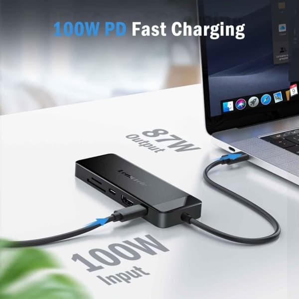 Lemorele Dockningsstation TC92 9-i-1 med HDMI 4K, Ethernet och