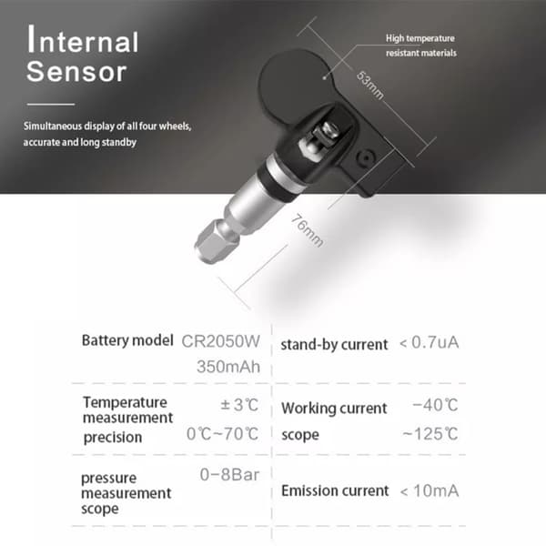 TPMS-rengaspaineanturi ulkoisella anturilla - Android-medialait