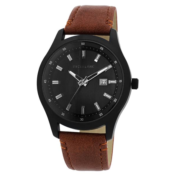 Excellanc miesten rannekello 44 mm – musta ruskealla tekonahkar