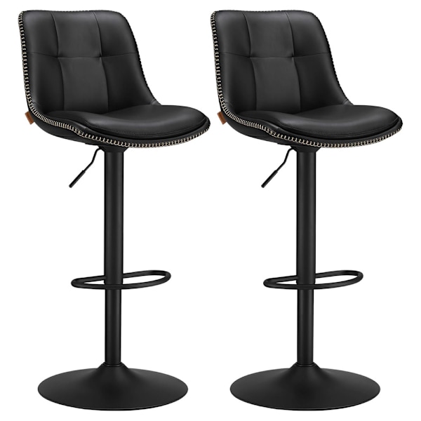 Justerbar Barstol med fotstöd 2-pack - Svart