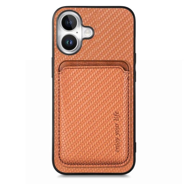 Bagcover med magnetisk kortholder til iPhone 17 - Brun